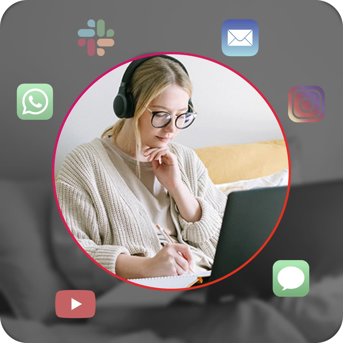 female student with ADHD focusing on productive work