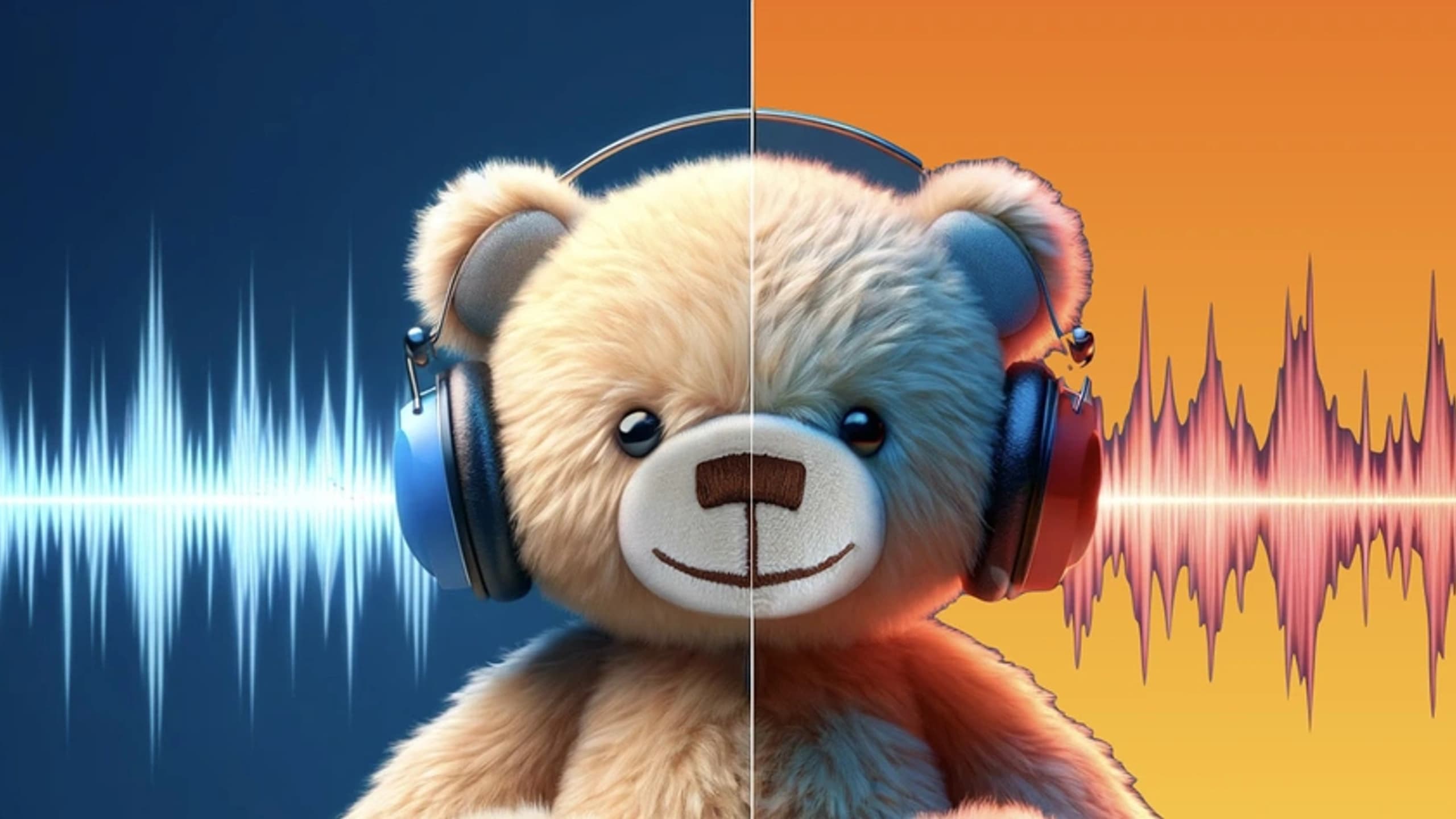 Bear listening to binaural beats on headphones